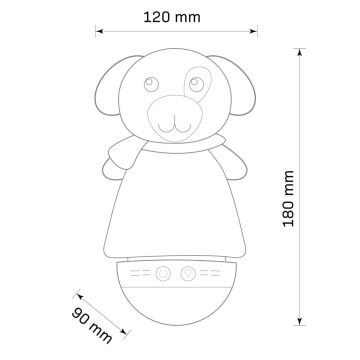 LED RGB Nattlampa för barn med en melody 3xAAA/5V vovve