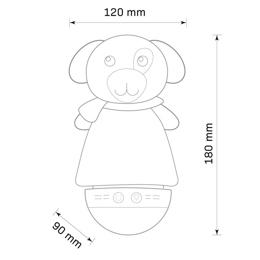 LED RGB Nattlampa för barn med en melody 3xAAA/5V vovve