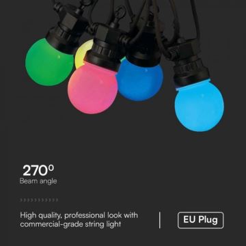 LED RGB Utomhusslinga STRING 13 m 15xLED/0,5W/230V IP44 + fjärrkontroll