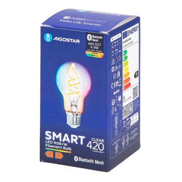 LED RGBW Glödlampa FILAMENT A60 E27/4,9W/230V 2700K - Aigostar