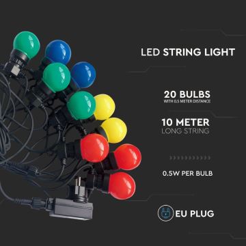 LED-slinga utomhus STRING RGB 10m 20xLED/0,5W/230V IP44