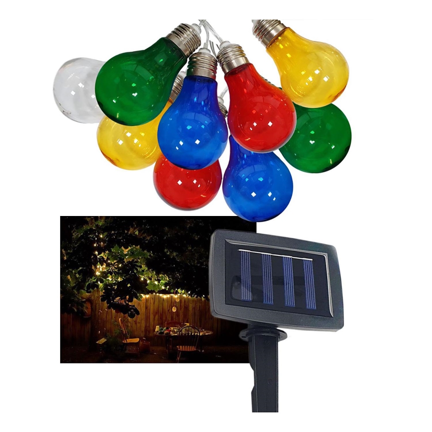 LED Solar utomhus kedja 10xLED/1,2V 2,2 m IP44 Flerfärgad