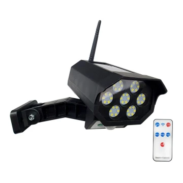 LED Solcell låtsas säkerhetskamera med sensor LED/3,7V IP44 svart + fjärrkontroll