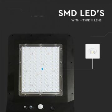 LED Solcellsgatulampa med sensor LED/40W/9,6V IP65 6000K + fjärrkontroll