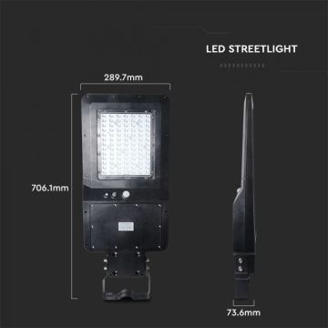 LED Solcellsgatulampa med sensor LED/40W/9,6V IP65 6000K + fjärrkontroll