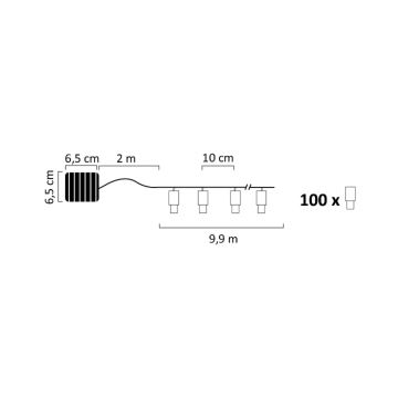 LED solcellsljusslinga SHINE 100xLED/1,2V 11, 9 m IP44