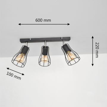 LED Spotlight  TUBE II 3xE27/60W/230V svart