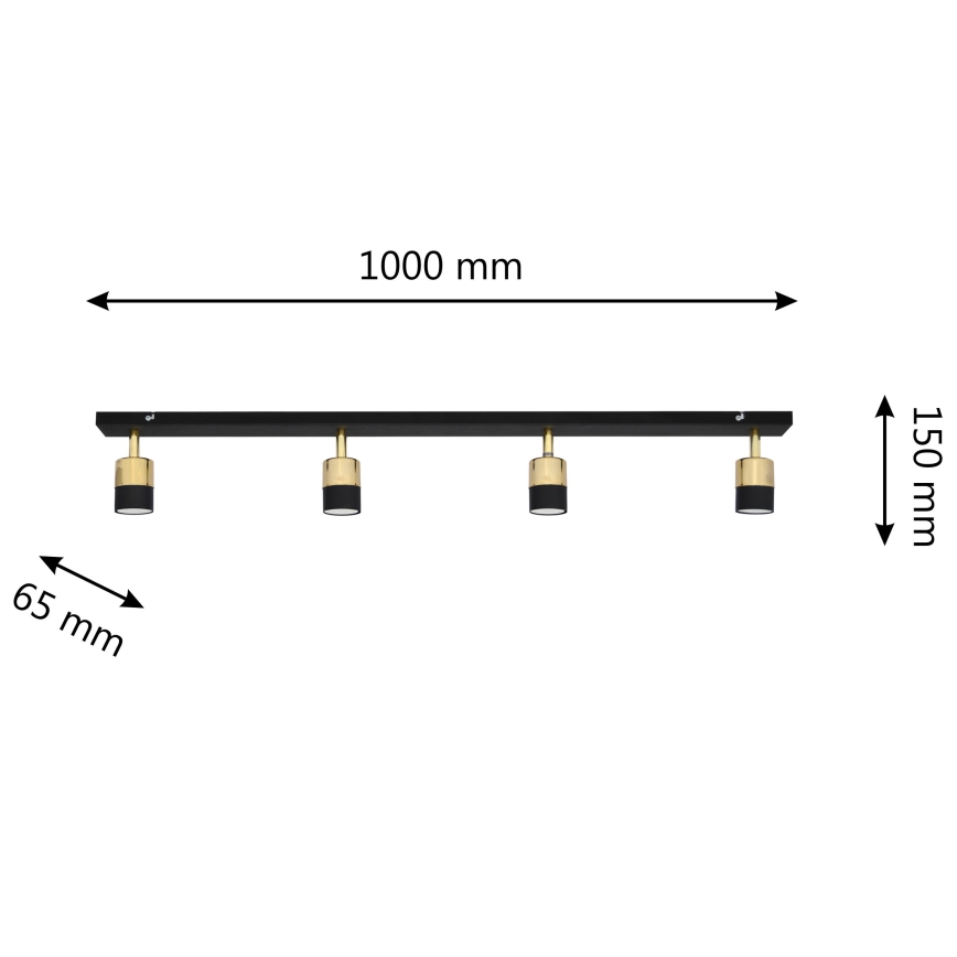 LED spotlight TUBSSON 4xGU10/4,8W/230V svart/guld