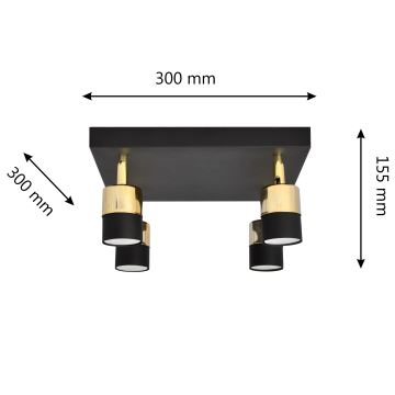 LED spotlight TUBSSON 4xGU10/4,8W/230V svart/guld