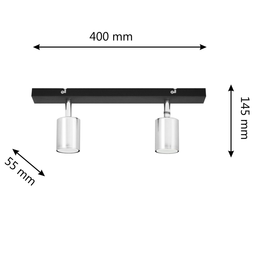 LED spotlight TUNE 2xGU10/4,8W/230V matt krom/svart