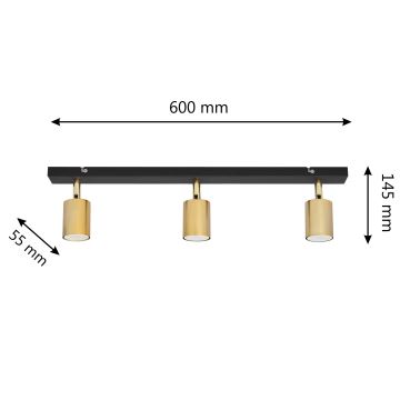 LED Spotlight TUNE 3xGU10/4,8W/230V guld/svart