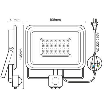 LED strålkastare med sensor LED/10W/230V 4000K IP44