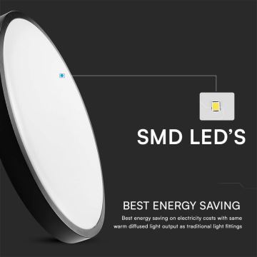 LED taklampa för badrum SAMSUNG CHIP LED/18W/230V IP44 3000K diameter 25 cm svart