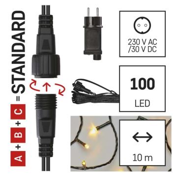 LED utomhus julkedja  100xLED/15m IP44 varm vit 