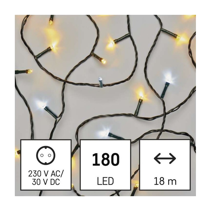 LED utomhus julkedja  180xLED/2 funktioner 23m IP44 varm/kall vit 