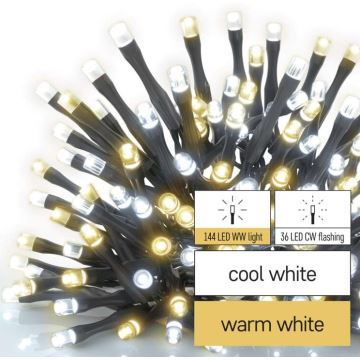 LED utomhus julkedja  180xLED/2 funktioner 23m IP44 varm/kall vit 