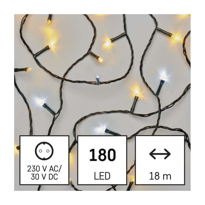 LED utomhus julkedja  180xLED/23m IP44 varm/kall vit 