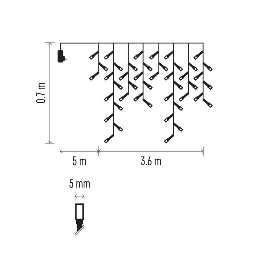 LED utomhus julkedja  200xLED/8 funktioner 8,6m IP44 kall vit 