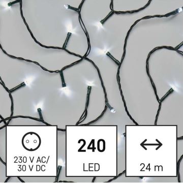 LED utomhus julkedja  240xLED/8 funktioner 29m IP44 kall vit 