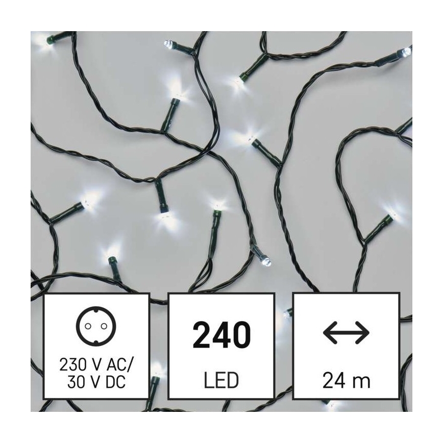 LED utomhus julkedja  240xLED/8 funktioner 29m IP44 kall vit 