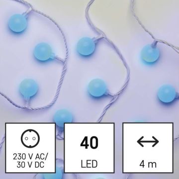 LED utomhus julkedja  40xLED/9m IP44 blå 