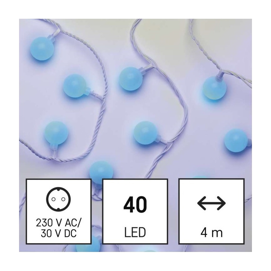 LED utomhus julkedja  40xLED/9m IP44 blå 