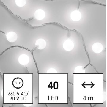 LED utomhus julkedja  40xLED/9m IP44 kall vit