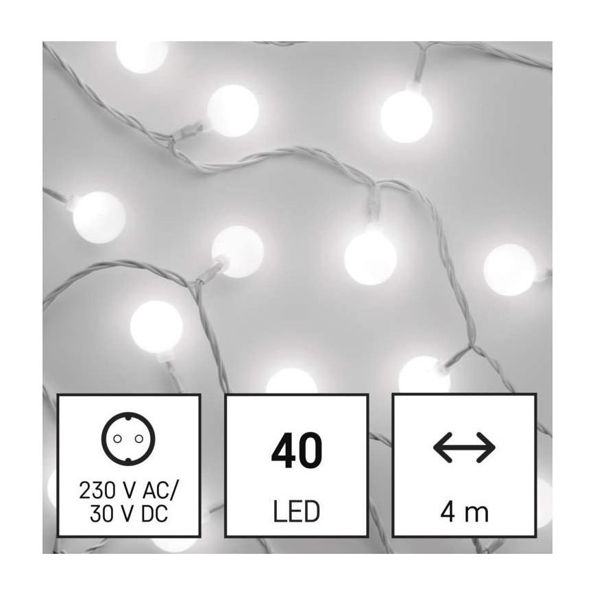 LED utomhus julkedja  40xLED/9m IP44 kall vit