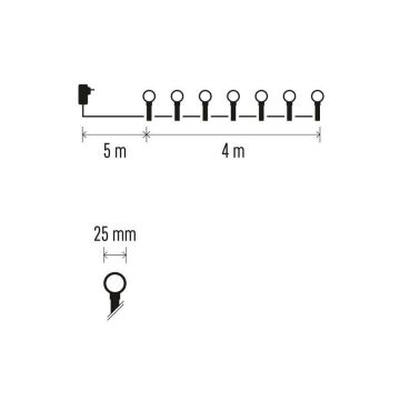 LED utomhus julkedja  40xLED/9m IP44 kall vit