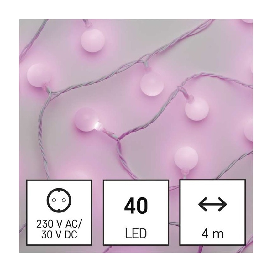 LED utomhus julkedja  40xLED/9m IP44 rosa 