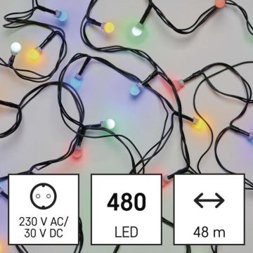 LED utomhus julkedja  480xLED/53m IP44 flerfärgade