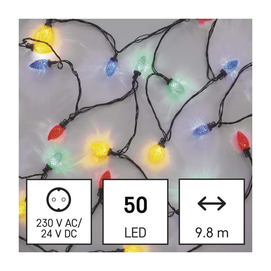 LED utomhus julkedja  50xLED/8 funktioner 14,8m IP44 flerfärgade