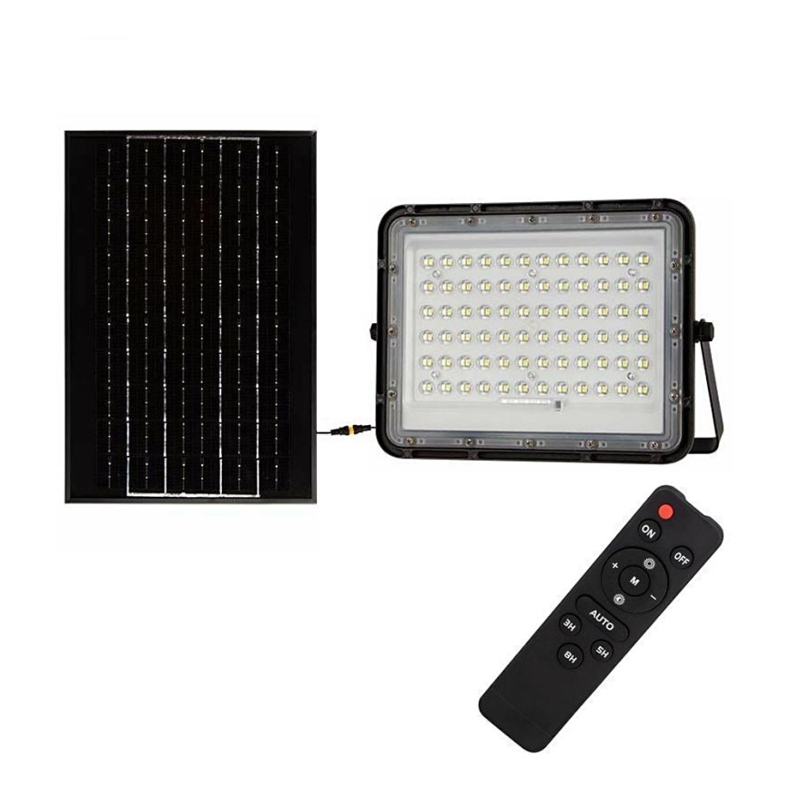 LED Utomhus ljusreglerad solcell strålkastare LED/15W/3,2V IP65 4000K svart + fjärrkontroll