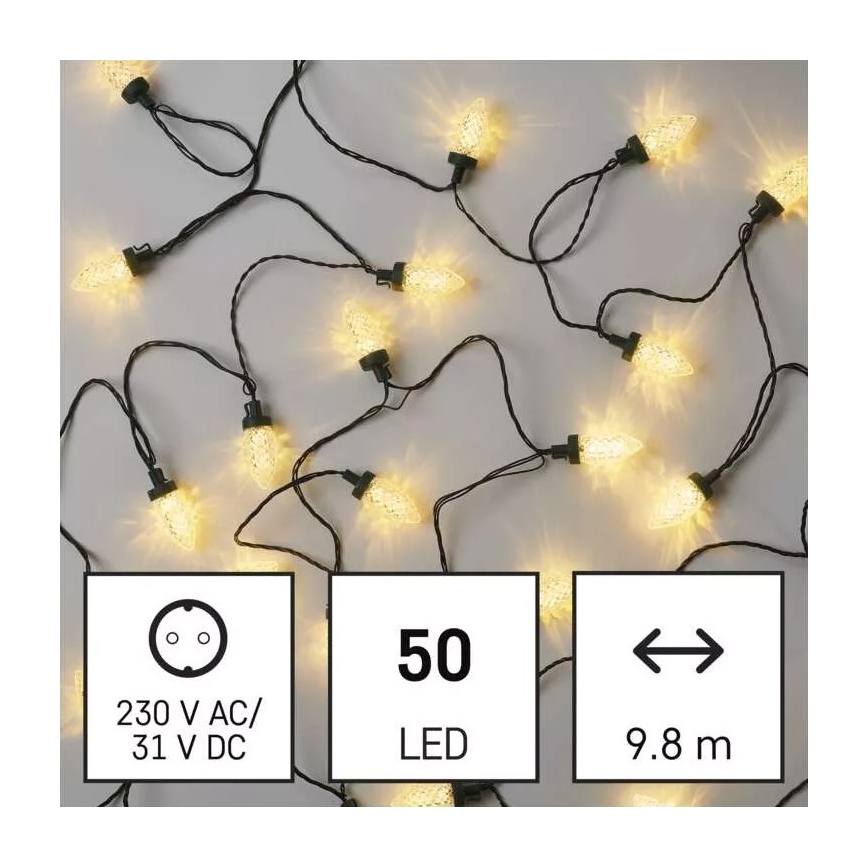 LED Utomhus ljusslinga 50xLED/8 funktioner 14,8 m IP44 varm vit