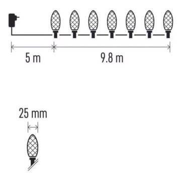 LED Utomhus ljusslinga 50xLED/8 funktioner 14,8 m IP44 varm vit