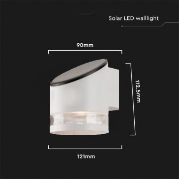 LED Utomhus solcell vägglampa LED/1W/3,7V 3000K IP54 vit