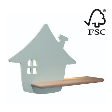 LED-väggbelysning för barn med en shelf HOUSE LED/4W/230V grön/trä - FSC certifierade