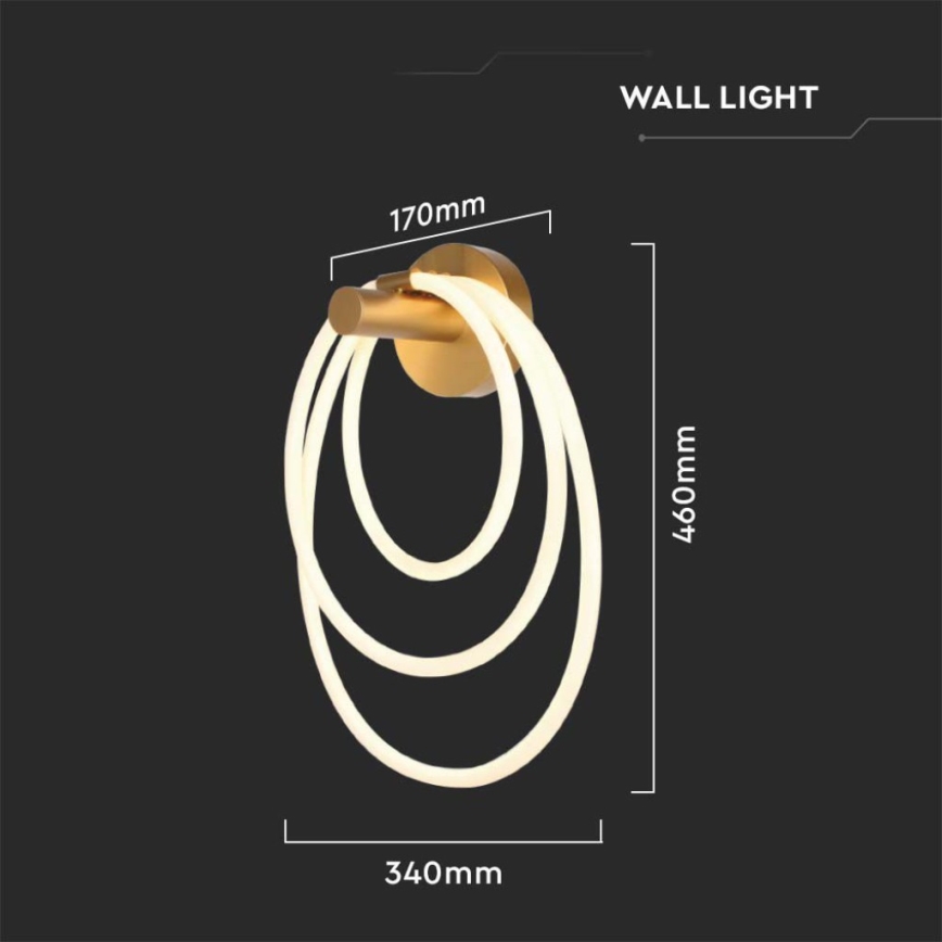 LED väggbelysning LED/37W/230V 3000K guld