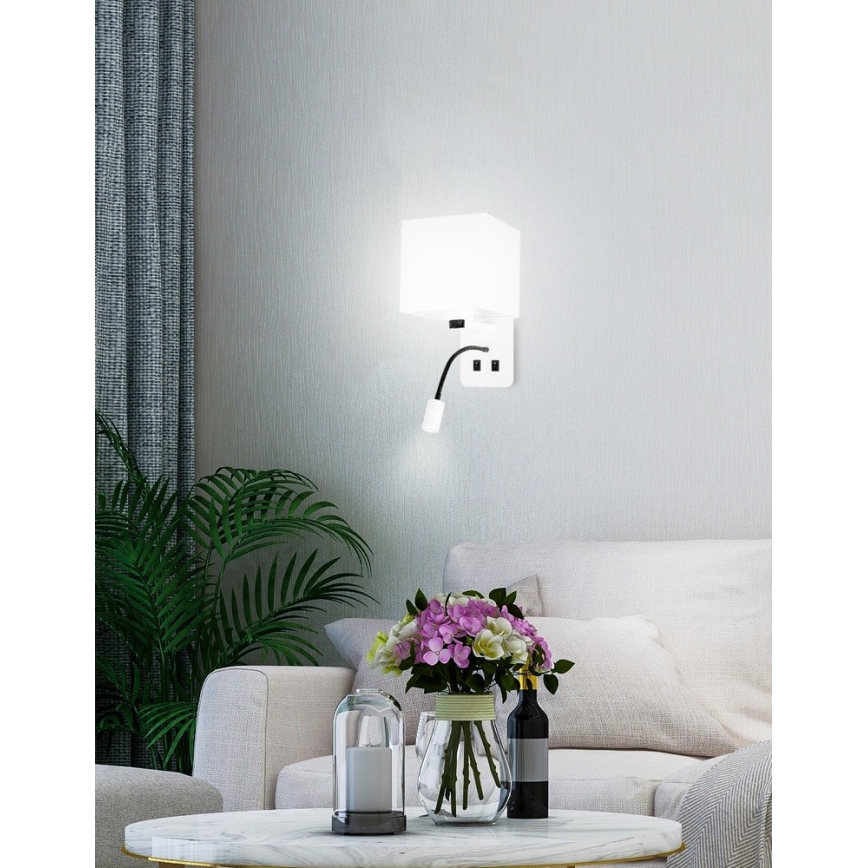 LED vägglampa  MAGNUM 1xE27/40W/230V + LED/3W vit