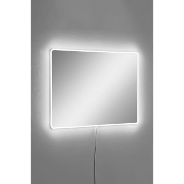 LED Väggspegel med en bakgrundsbelyst RECTANGULAR 60x40 cm vit