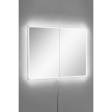 LED Väggspegel med en bakgrundsbelyst RECTANGULAR 80x60 cm vit