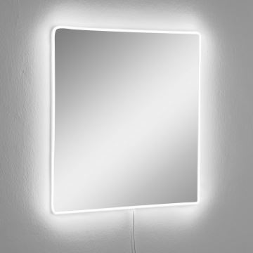 LED Väggspegel med en bakgrundsbelyst SQUARE 50x50 cm vit