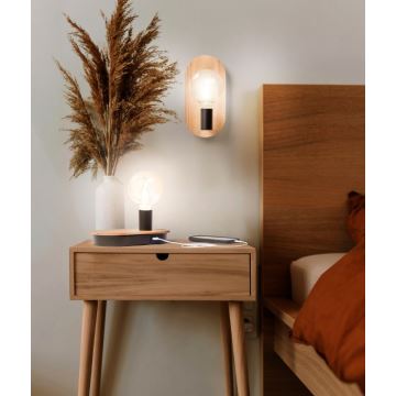 Ledvance - Bordslampa med touch med USB connector DECOR WOOD 1xE27/8W/230V gummifikon