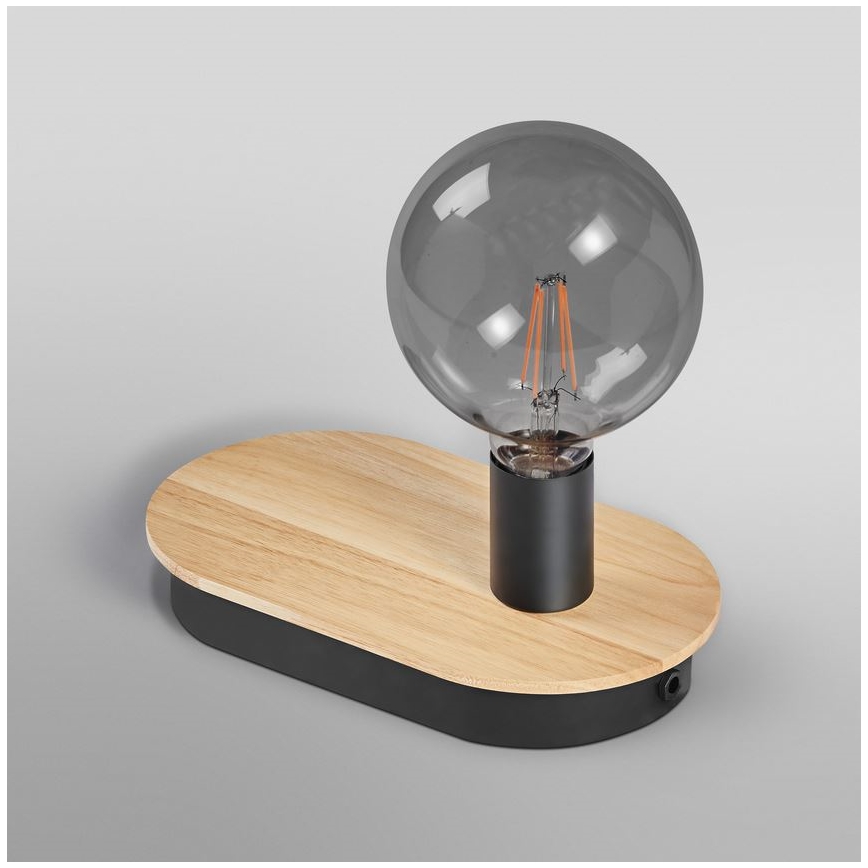 Ledvance - Bordslampa med touch med USB connector DECOR WOOD 1xE27/8W/230V gummifikon