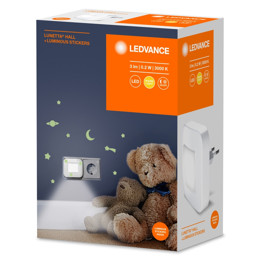 Ledvance - LED nattlampa med sensor LUNETTA LED/0,2W/230V