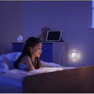 Ledvance - LED nattlampa med sensor och kontakt och USB LUNETTA LED/12,5W/230V 3000K vit