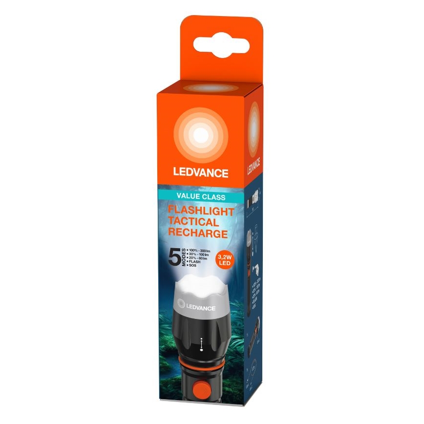 Ledvance - LED uppladdningsbar ficklampa FLASHLIGHT LED/3,2W/5V 1500mAh