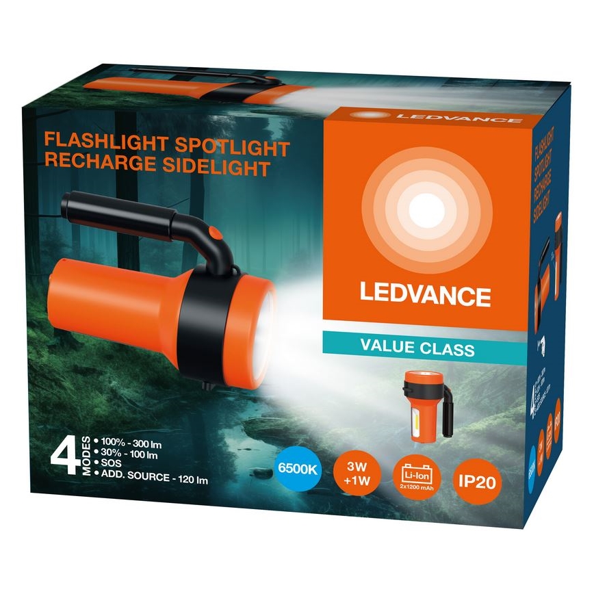 Ledvance - LED uppladdningsbar ficklampa med en strömbank FLASHLIGHT LED/3W/5V 2400mAh