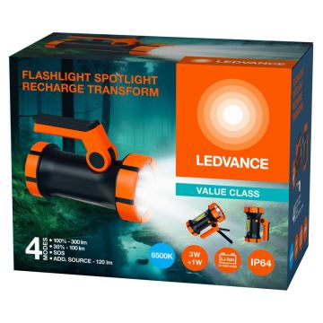 Ledvance - LED uppladdningsbar ficklampa med en strömbank FLASHLIGHT LED/3W/5V IP64 2400mAh