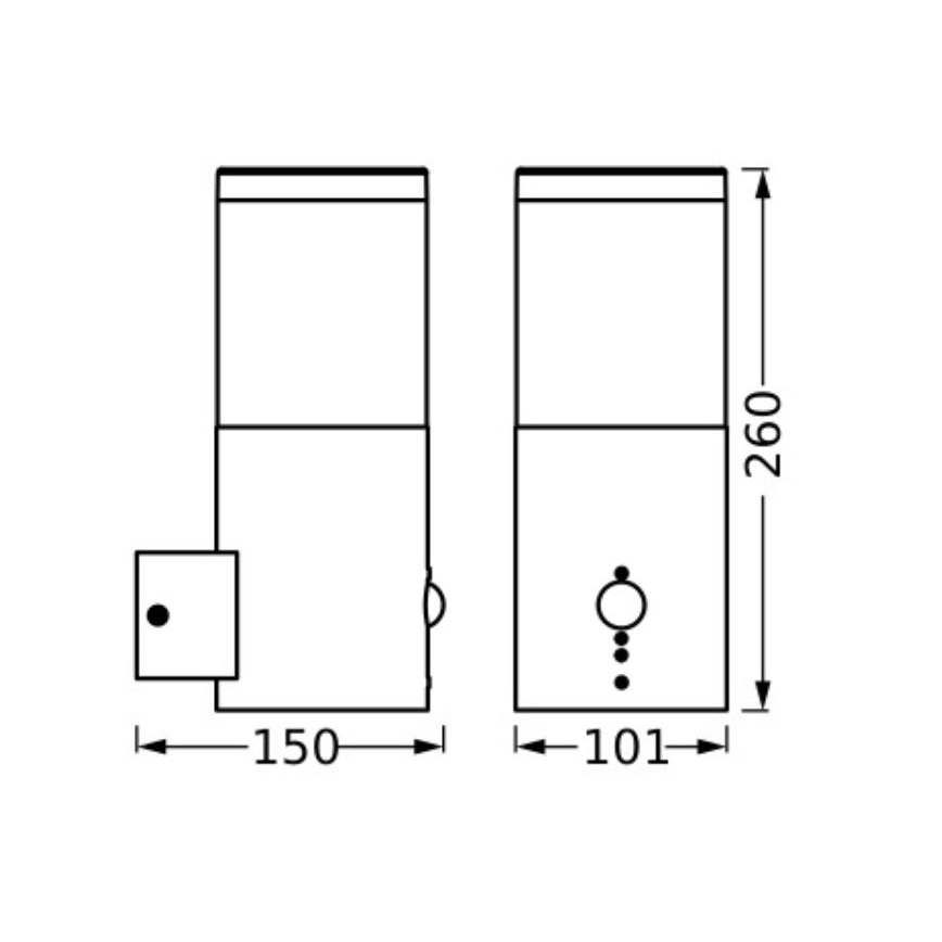 Ledvance - Utomhus vägglampa med sensor EBRO 1xE27/20W/230V IP44